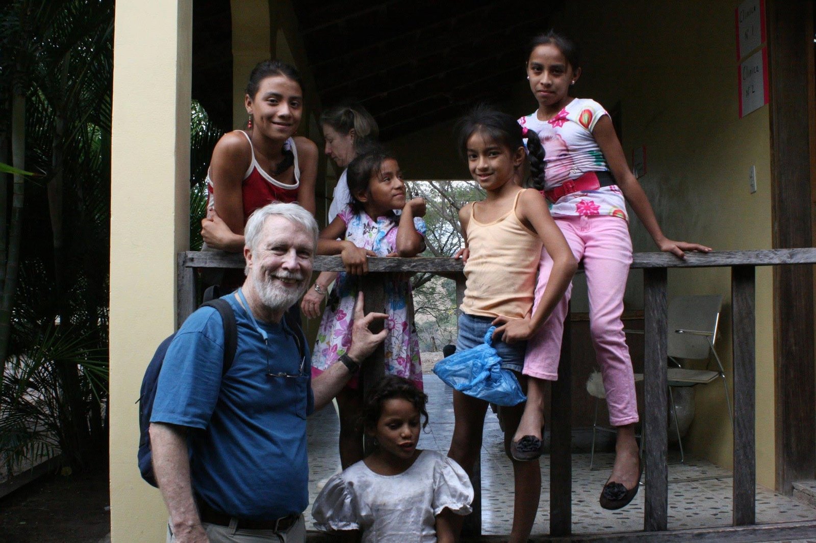 Pete with local children in Honduras, 2012