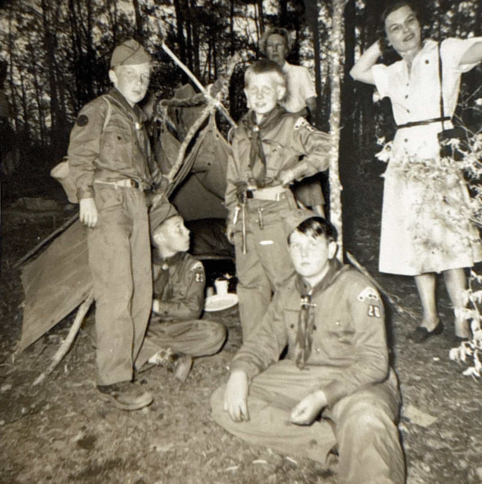 Pete and friends during Boy Scout camp out