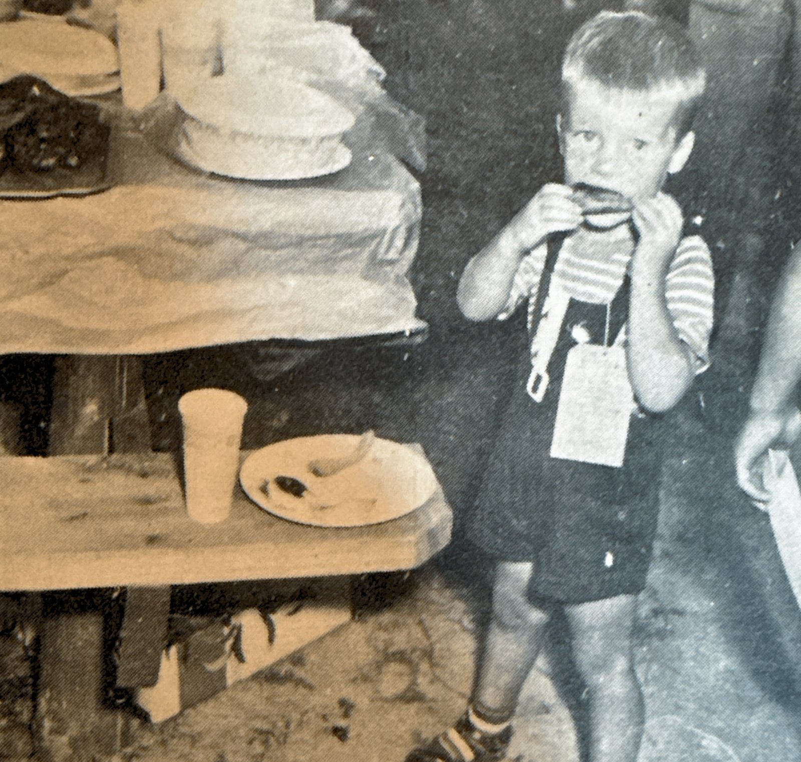 Pete Crow enjoying fried chicken at Company Picnic